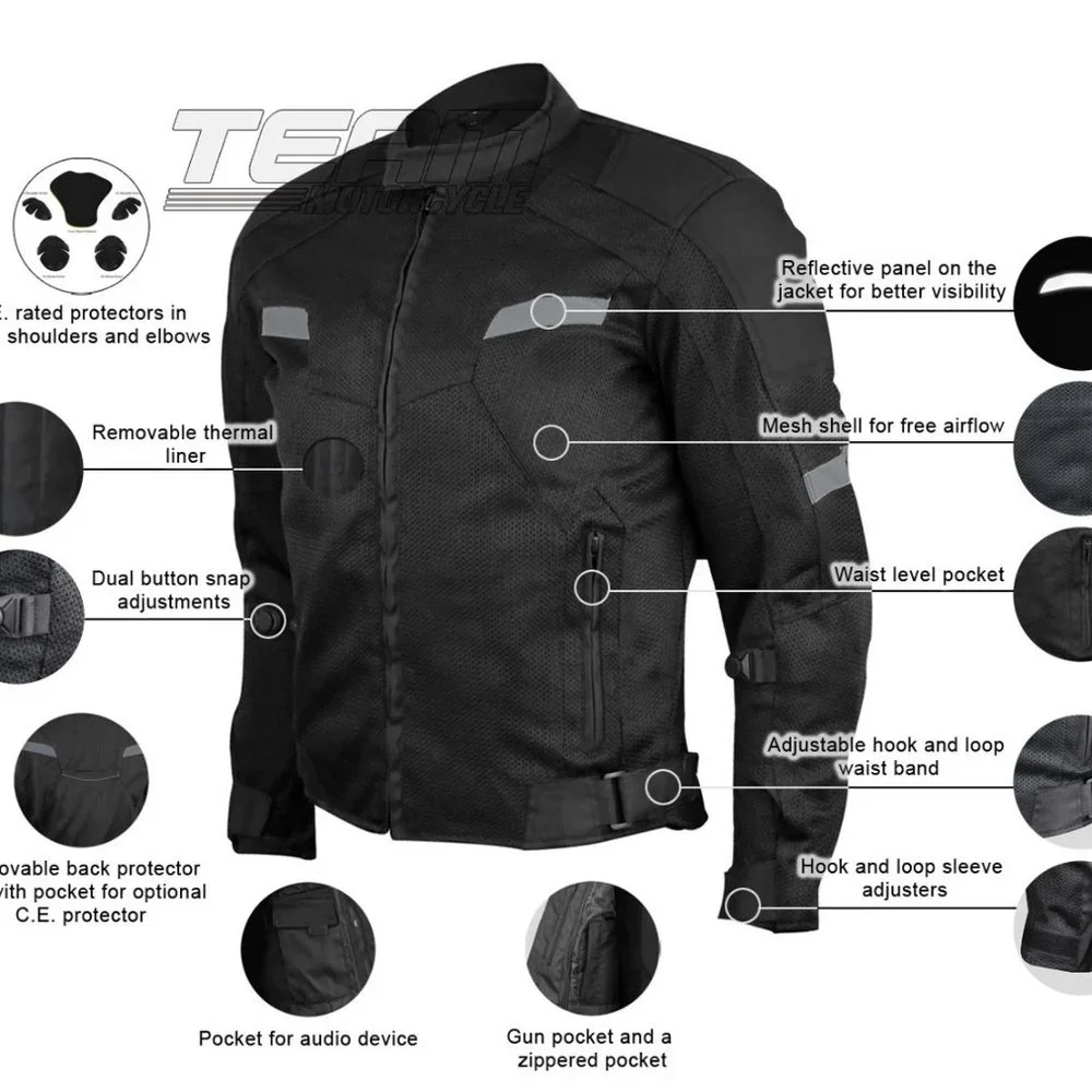 NWT Advance Vance VL1622B Mens All Weather Season CE Armor Mesh Moto Jacket - Picture 8 of 11